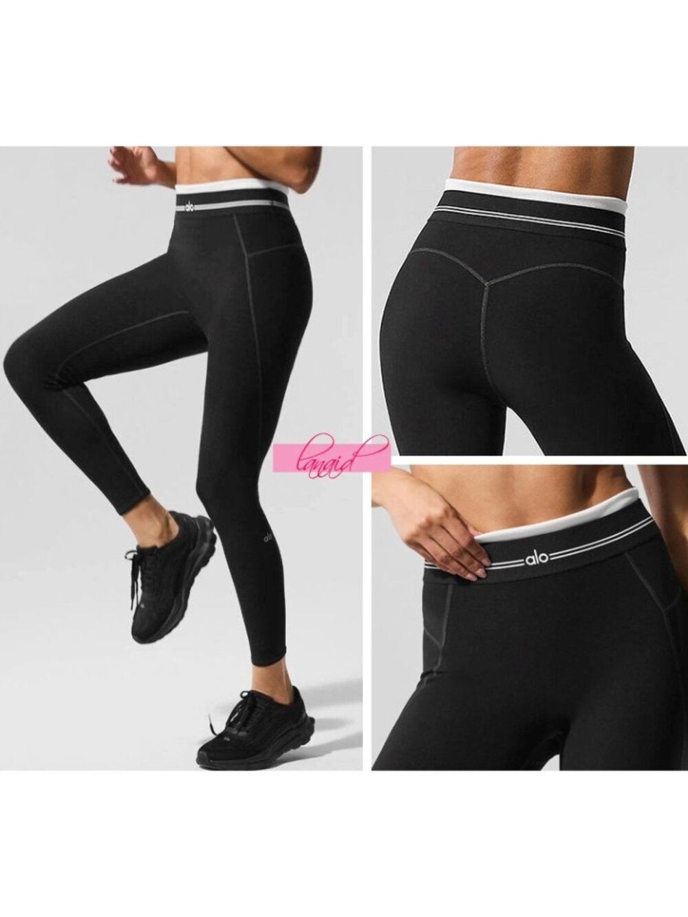 Alo Airbrush High-Waist 7/8 Better Together Leggings Black White Sporty Hi-Rise